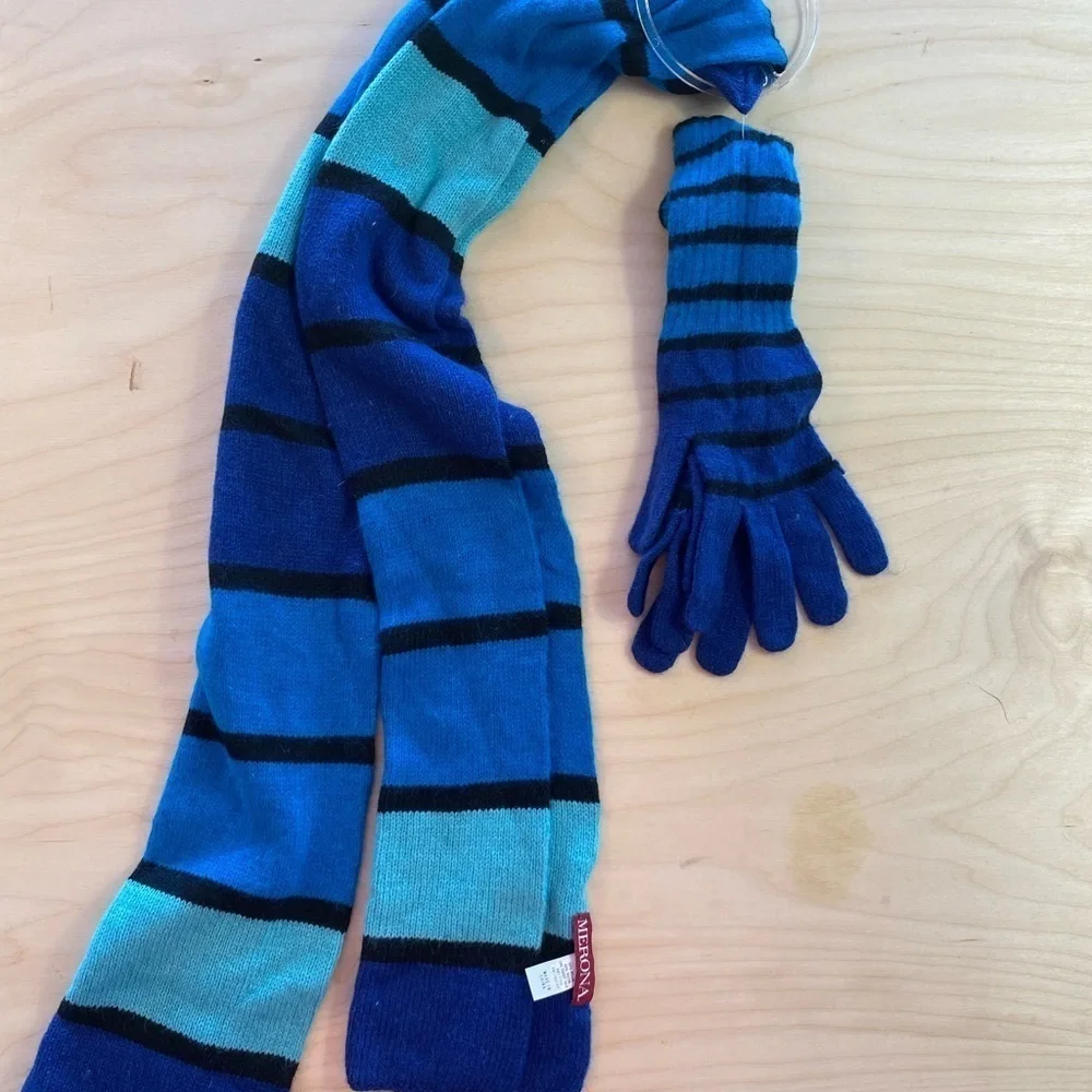 Merona Scarf and Gloves Set Made with 10% Rabbit Hair (DX)